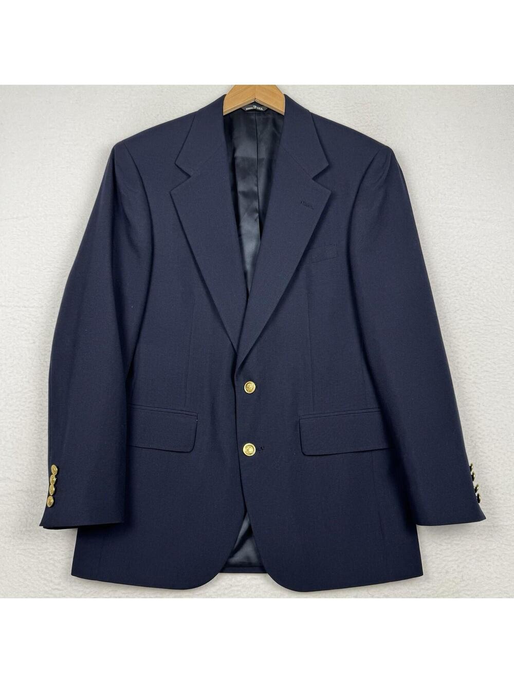 Polo University Club Ralph Lauren ~38R Navy Blue Gold Buttons Blazer USA 90s